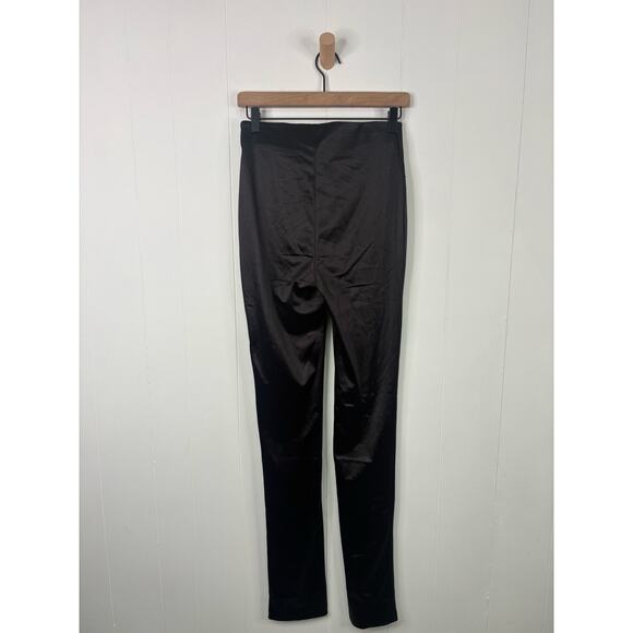 Zara Blck Satin Effect High Rise Split Leg Leggings Small High Rise Blogger Fave - Picture 7 of 9